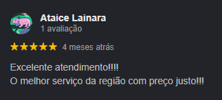 Avaliação de Ataice Lainara no Google, 5 estrelas: Excelente atendimento! O melhor serviço da região com preço justo!